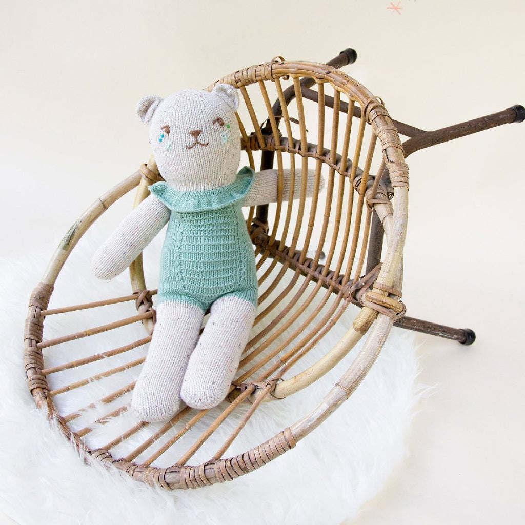 Blabla | "Blueberry" tweedy bear kids cotton doll - chair