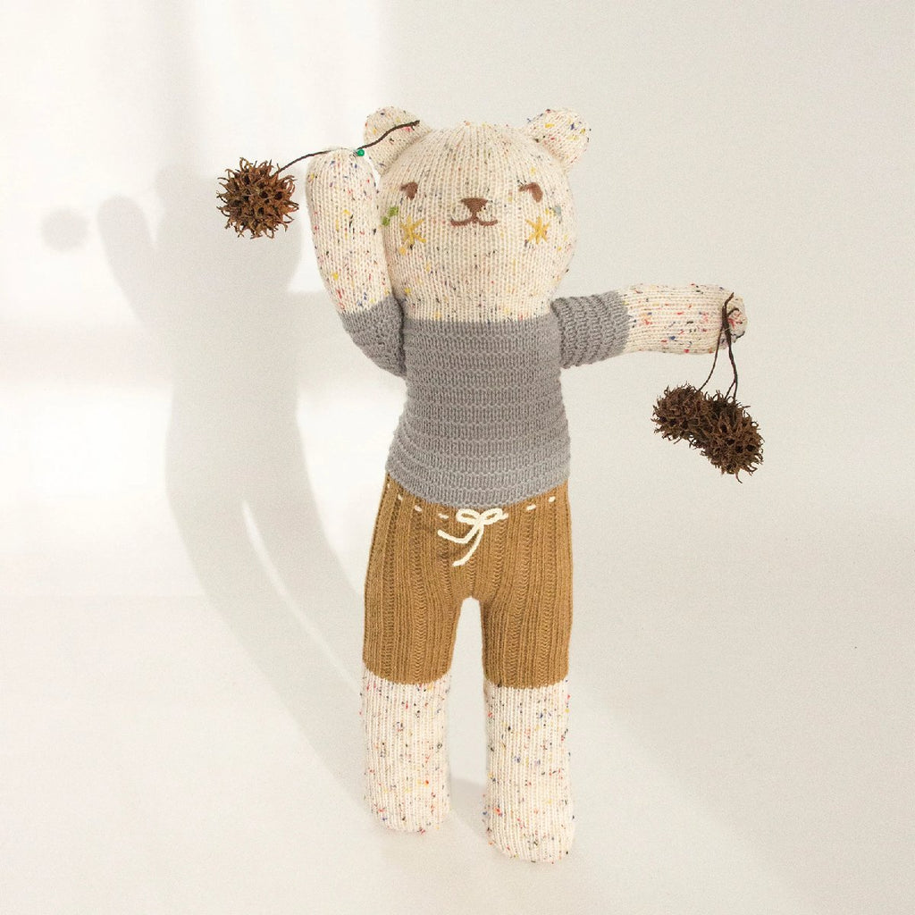 mondocherry - Blabla | "Chestnut" tweedy bear kids cotton doll - stand