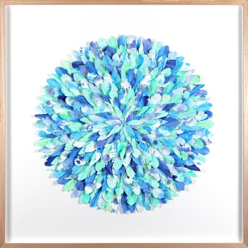 mondocherry - juju hat paper feather artwork - "blue dacnis"