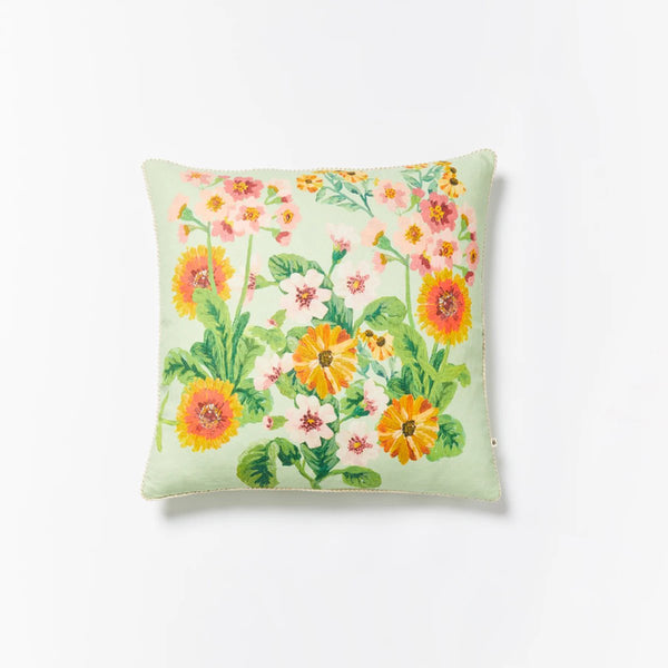 mondocherry | Bonnie and Neil | flower bed linen cushion | mint