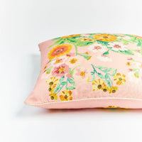 mondocherry | Bonnie and Neil | flower bed linen cushion | pink - close