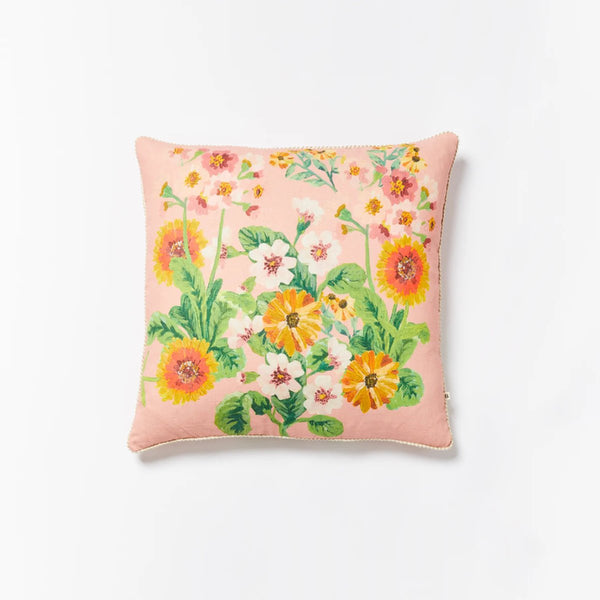 mondocherry | Bonnie and Neil | flower bed linen cushion | pink