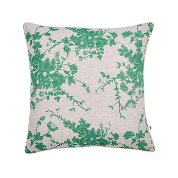 Bonnie and Neil oat linen cushion - field floral sage green