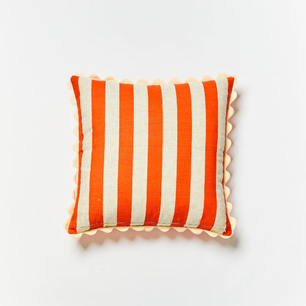 mondocherry | Bonnie and Neil | stripe cushion | red pink - back