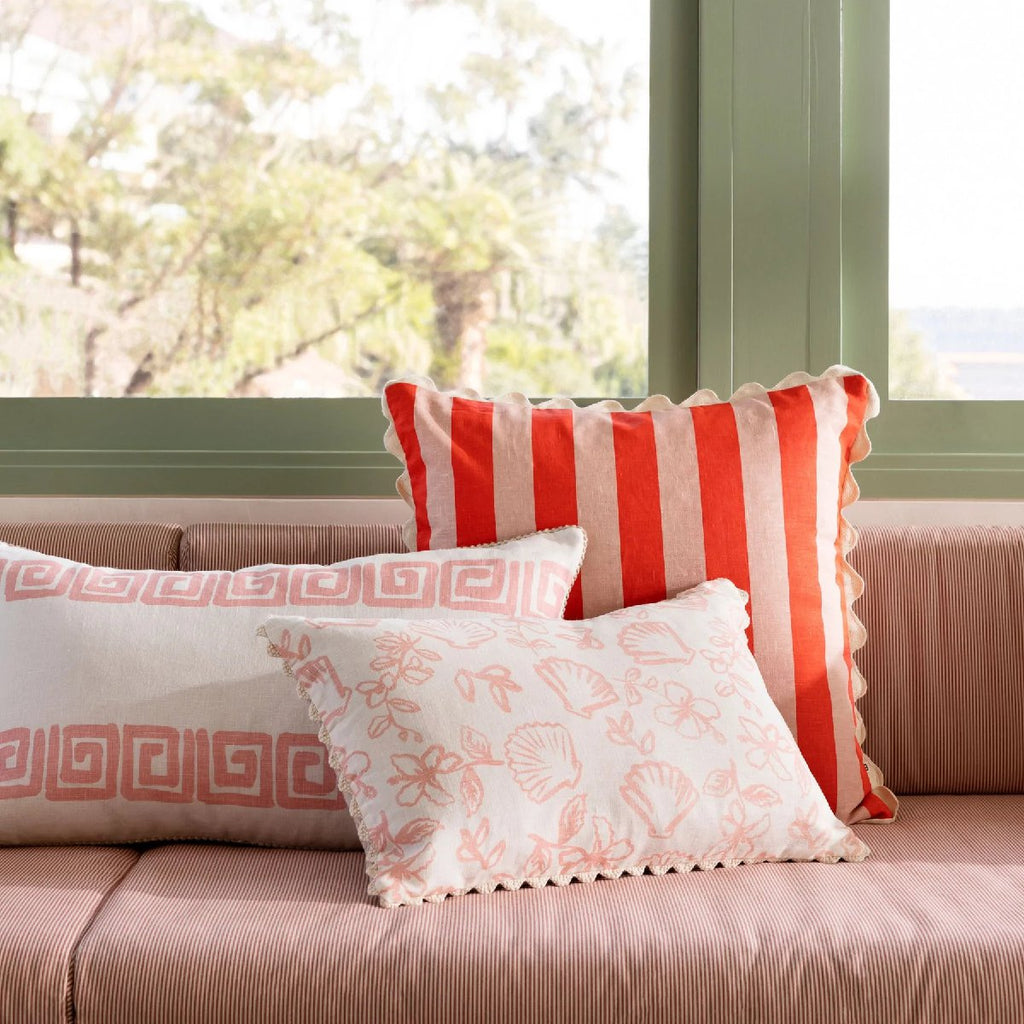 mondocherry | Bonnie and Neil | stripe cushion | red pink - sofa