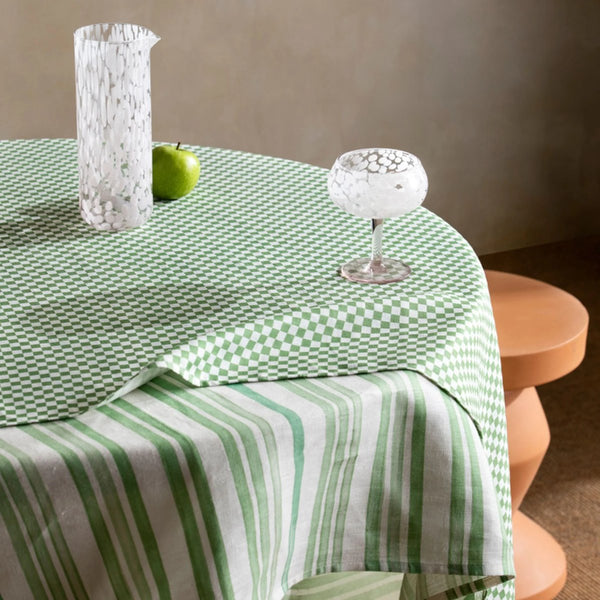 mondocherry - Bonnie and Neil linen tablecloth - striped green - large - table