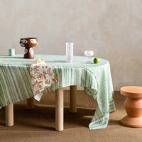 mondocherry - Bonnie and Neil linen tablecloth - striped green - large - setting