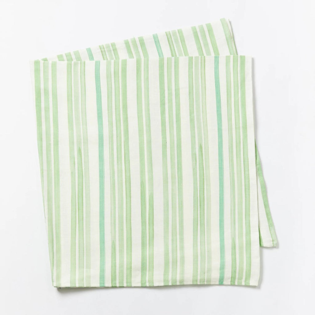 mondocherry - Bonnie and Neil linen tablecloth - striped green - large