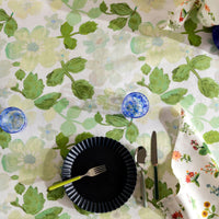 Bonnie and Neil linen tablecloth - mini pastel floral green - large - close