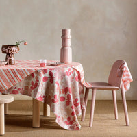 Bonnie and Neil linen tablecloth - mini pastel floral pink - large - setting