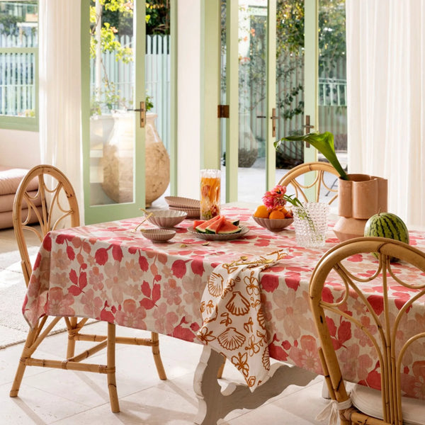 Bonnie and Neil linen tablecloth - mini pastel floral pink - large - table