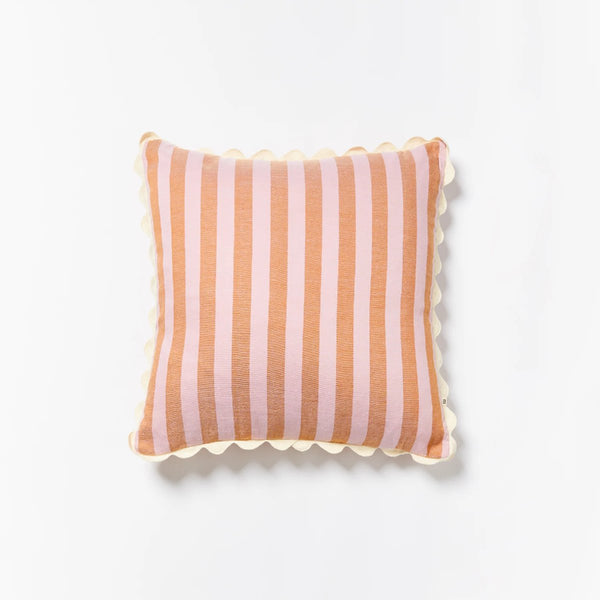 mondocherry | Bonnie and Neil | woven stripe cushion | peach purple