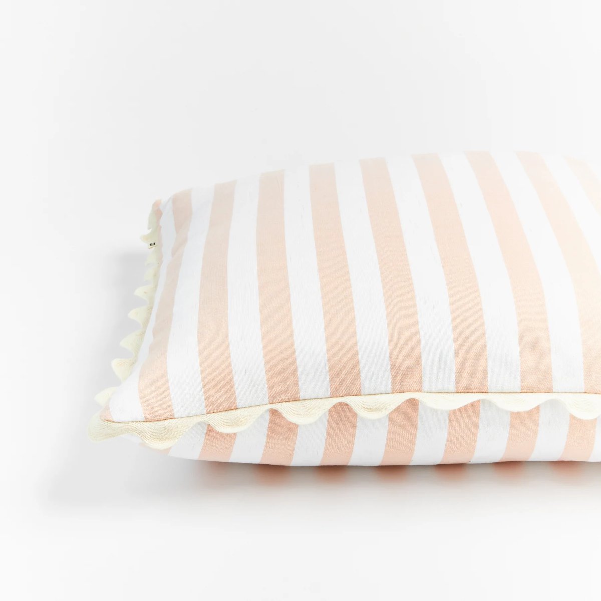 Bonnie and Neil | woven stripe linen cushion | pink - close