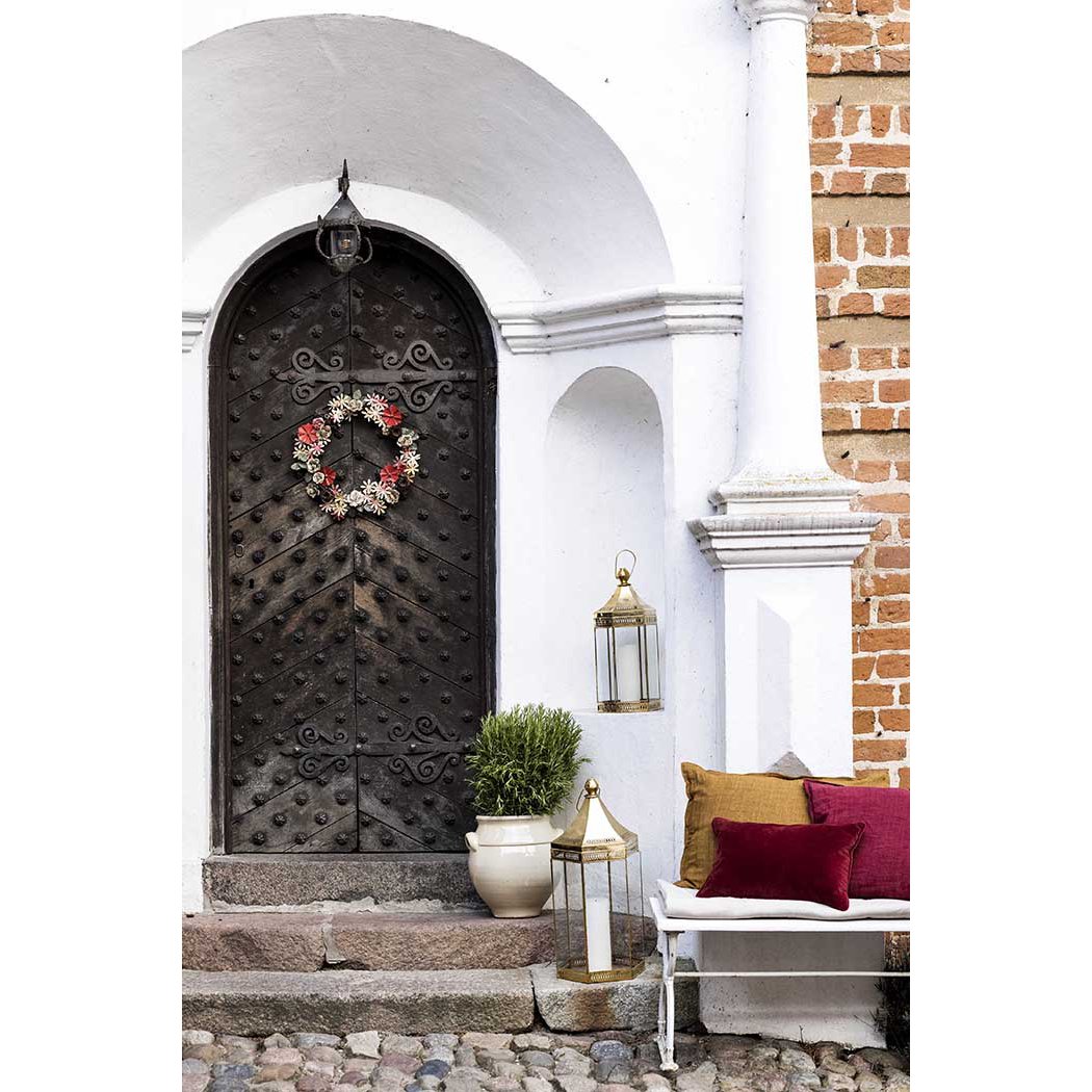mondocherry - Bungalow | floral wreath | redwood | large - door