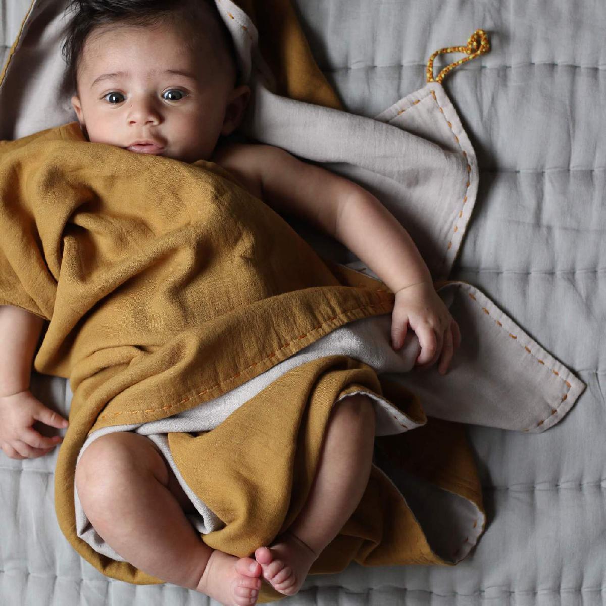 CL | reversible baby swaddle wrap | ochre and ash - baby
