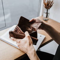Dusky Robin | chloe leather purse | brown - open