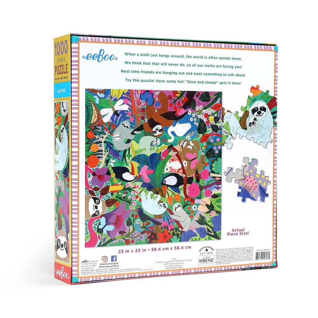 Eeboo | 1000 piece puzzle | Sloths - back