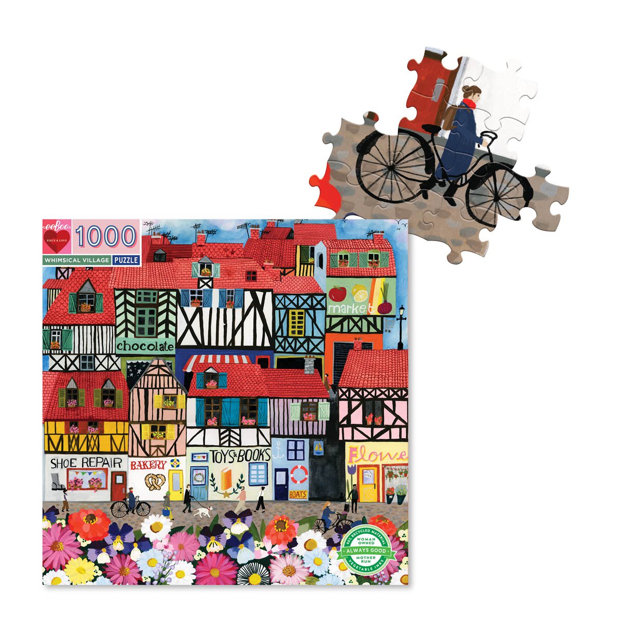 Eeboo | 1000 piece puzzle | Whimsical Village - pieces