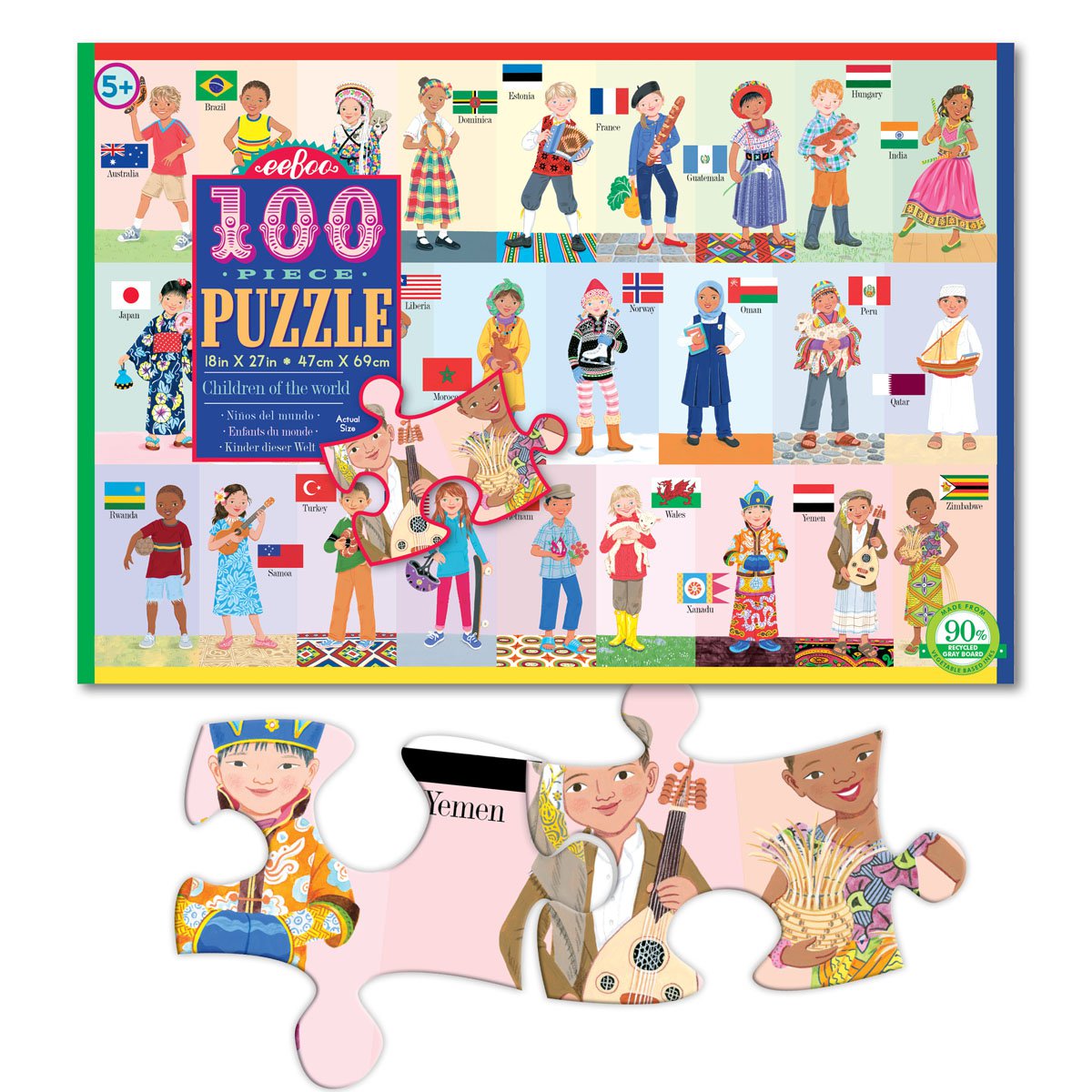 Eeboo | 100 piece puzzle | Children of the World - pieces