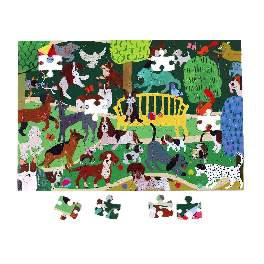 Eeboo | 100 piece puzzle | Dogs at Play - complete