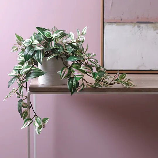 Floral Interiors | artificial wandering jew hanging bush in pot - table