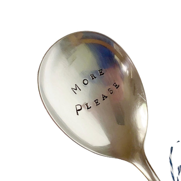 mondocherry - antique silverware serving spoon | "more please" - close