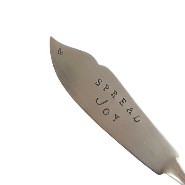 mondocherry - antique silverware butter knife | "spread joy" - close