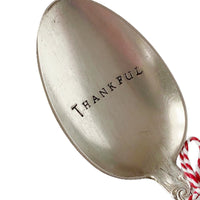 mondocherry - antique silverware serving spoon | "thankful" - close
