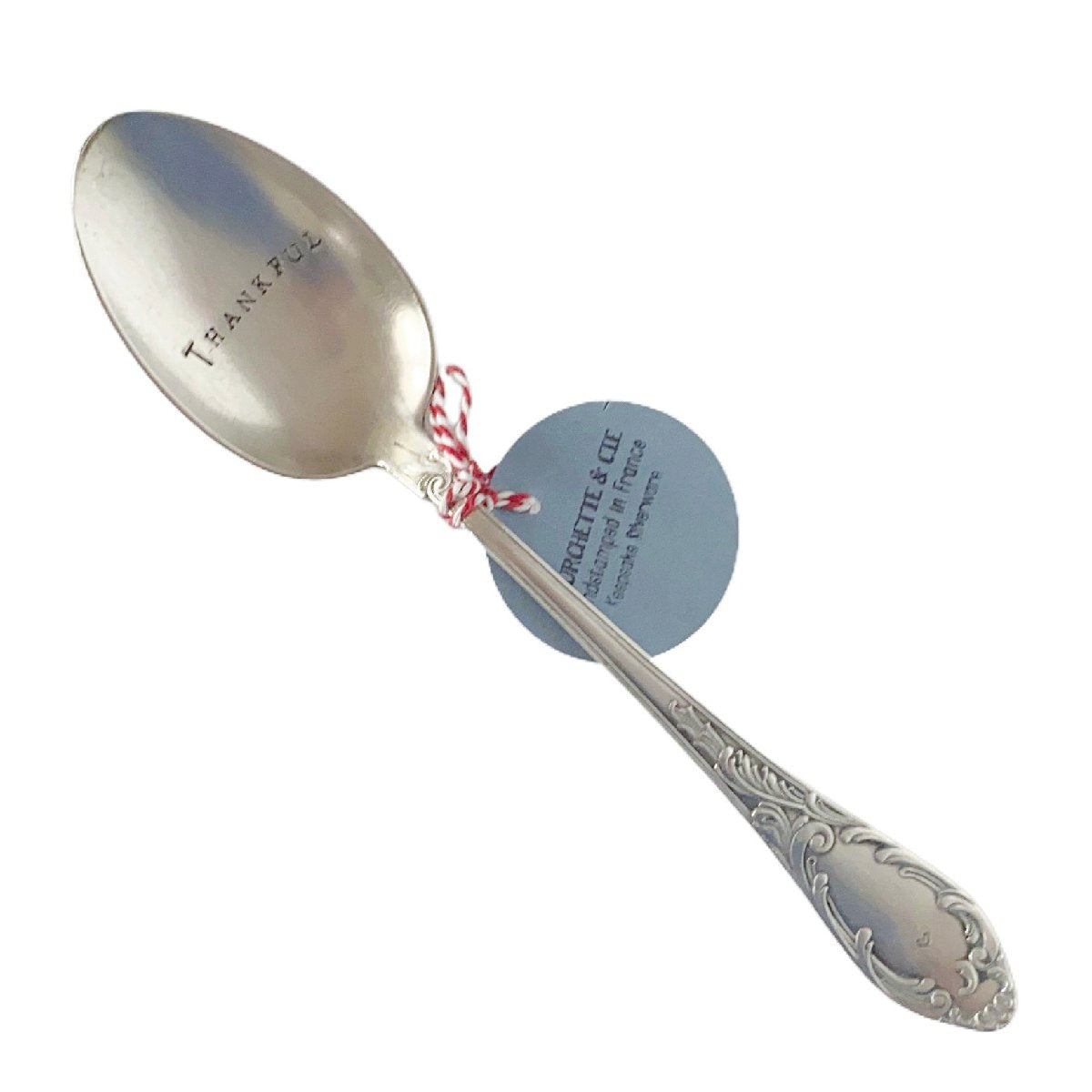 mondocherry - antique silverware serving spoon | "thankful"