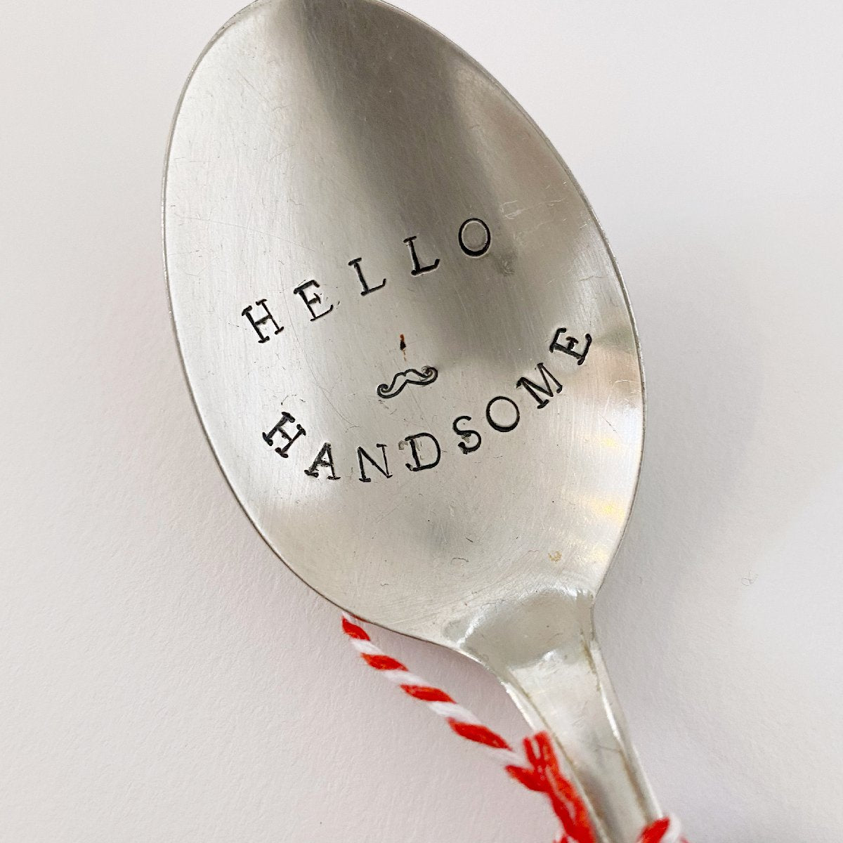 antique silverware desert spoon | "hello handsome" - close