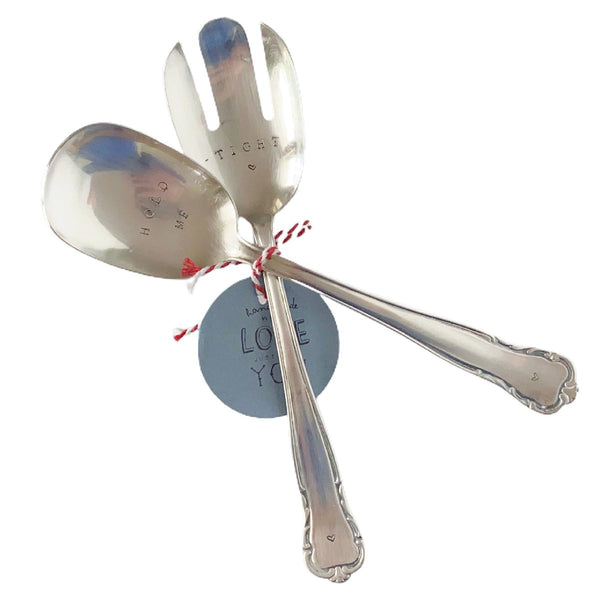 mondocherry - antique silverware salad servers | "hold me tight"