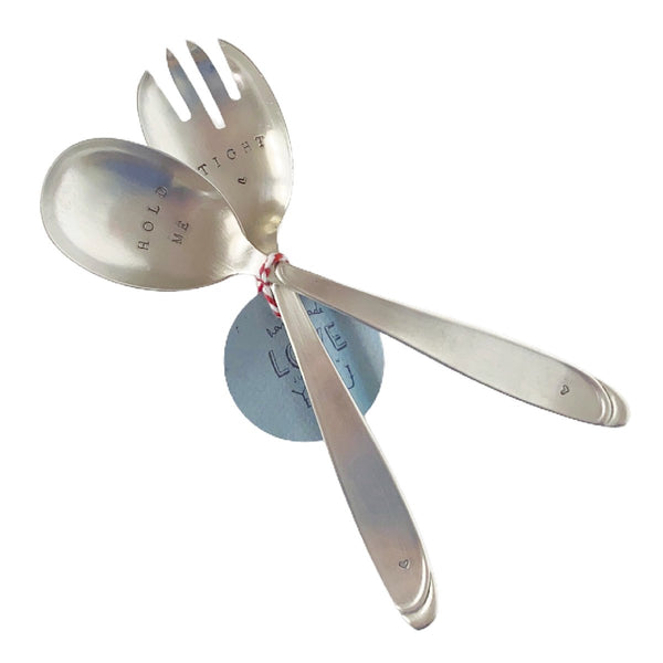 mondocherry - antique silverware salad servers | "hold me tight"