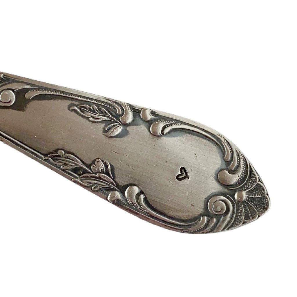 mondocherry - antique silverware serving spoon | "serve love" - handle