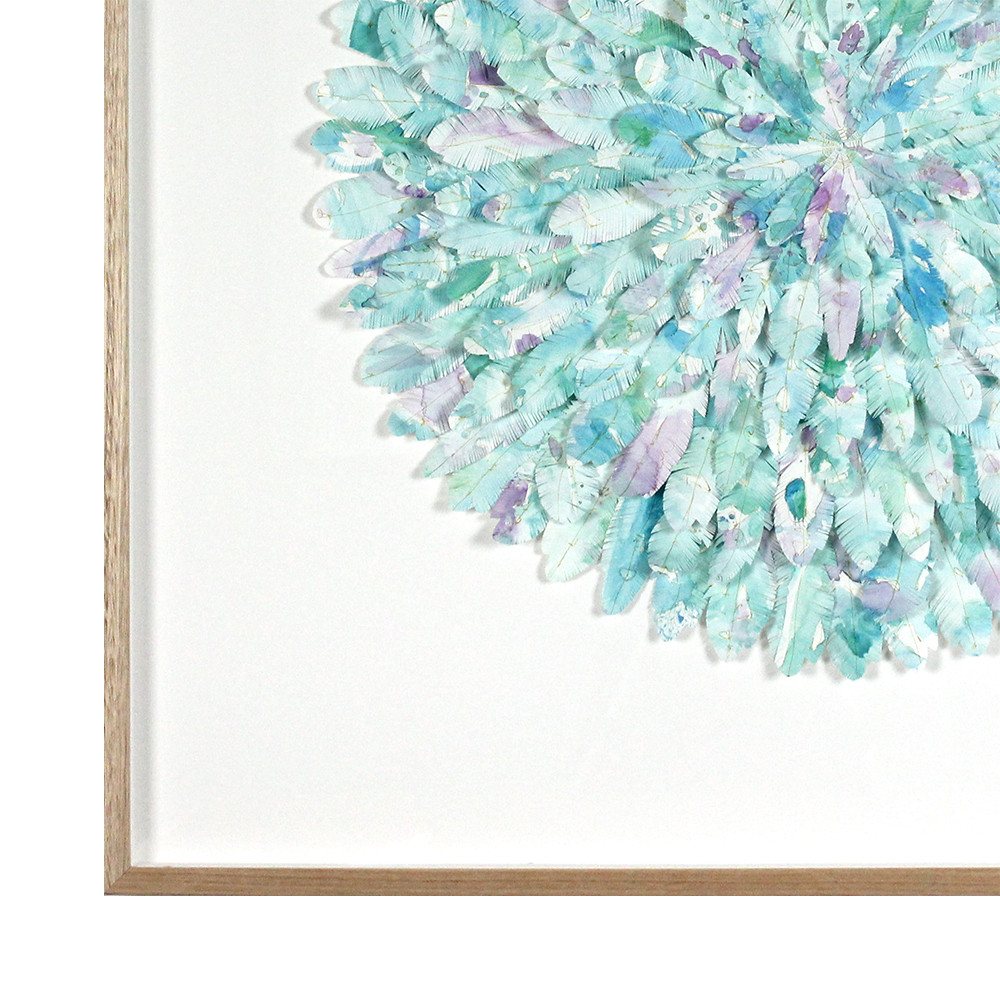 mondocherry - juju hat paper feather artwork - "hummingbird" - closeup