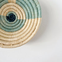 mondocherry - "Geo" African woven bowl | small | cool blues #1 - close