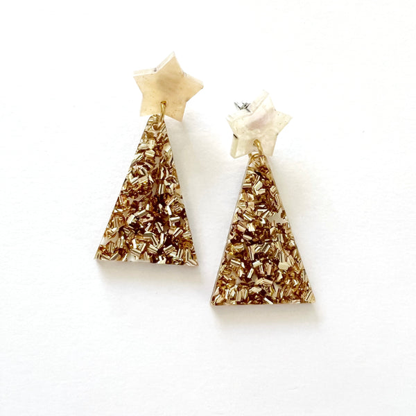 mondocherry - Martha Jean | Christmas tree earrings | gold