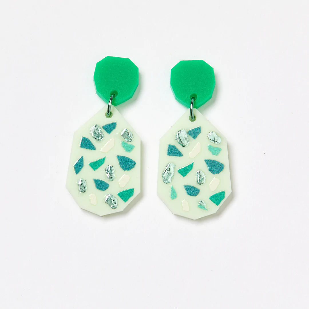 mondocherry - Martha Jean | terrazzo earrings | green and mint