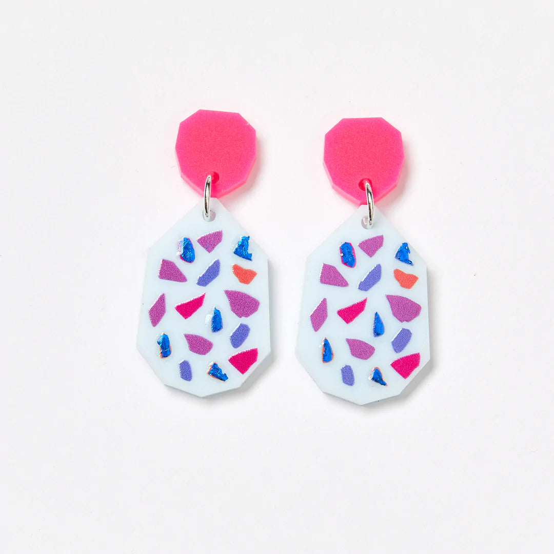 mondocherry - Martha Jean | terrazzo earrings | melon and blue
