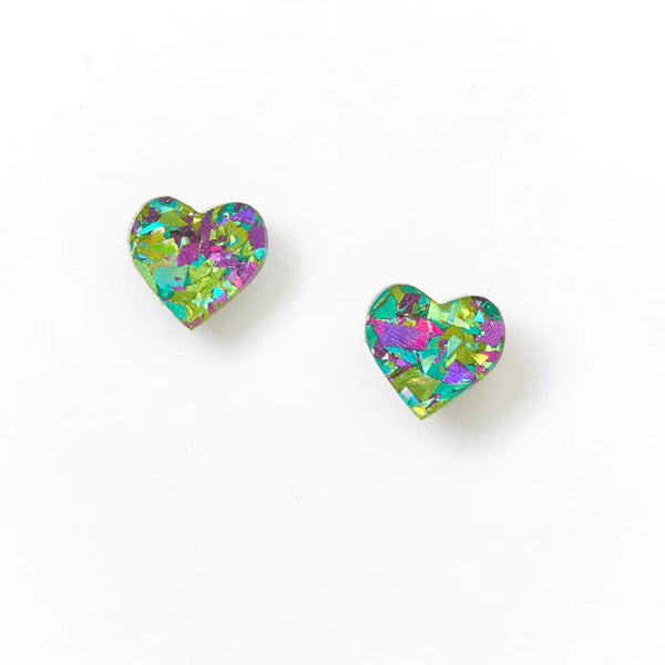 mondocherry - Martha Jean | heart stud earrings | peacock