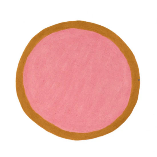 Muskhane | lumbini round rug | indian pink/ gold