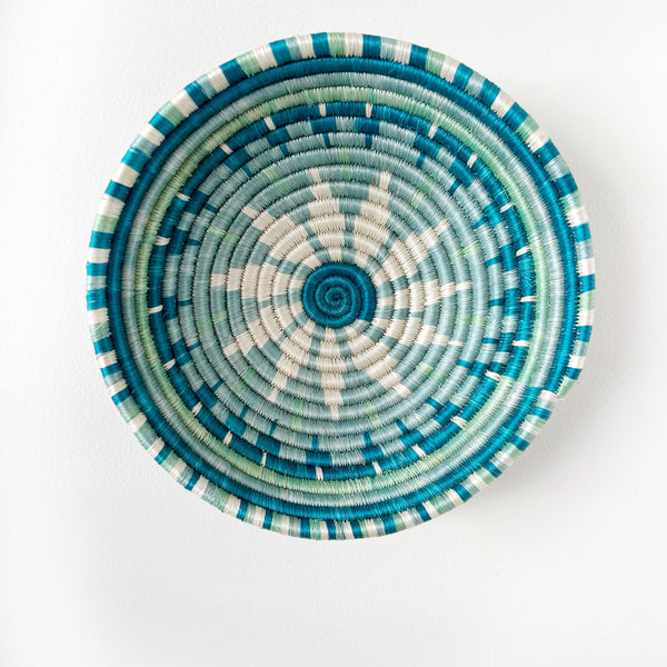 mondocherry - "Burst" African woven bowl | medium | teal #1