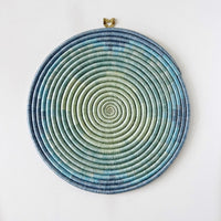 "Kivu" african woven wall art plate | blue #2