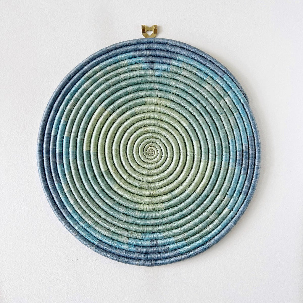 "Kivu" african woven wall art plate | blue #2