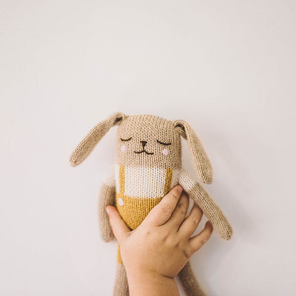 mondocherry - main sauvage | bunny soft toy | mustard overalls - hold