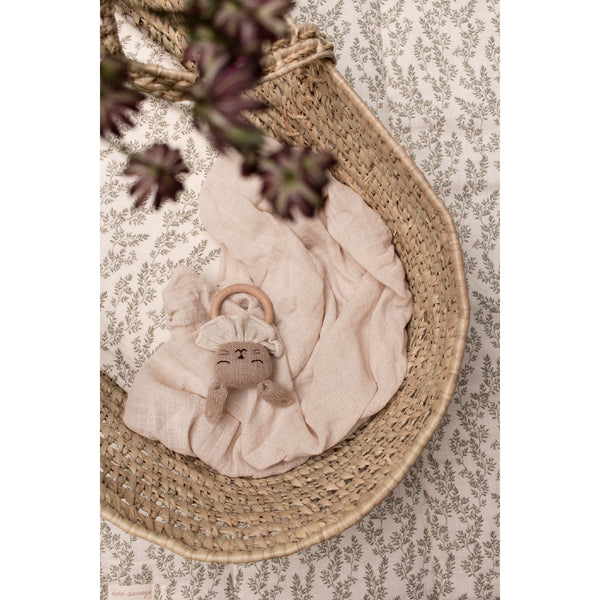 mondocherry - main sauvage | bunny teething ring | sand - cot