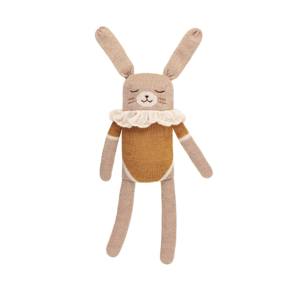 mondocherry - main sauvage | big bunny soft toy | ochre bodysuit