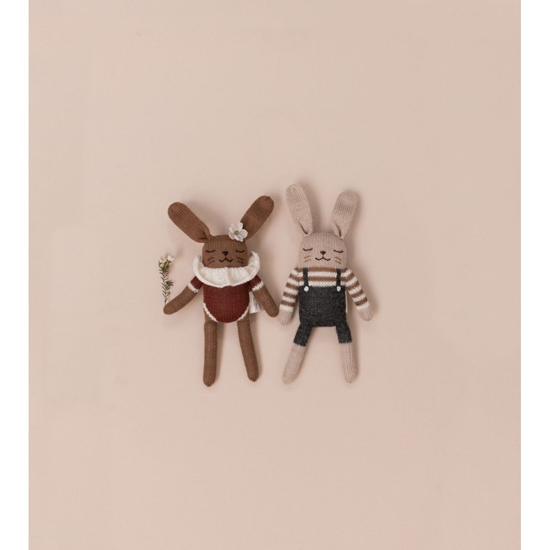 mondocherry - main sauvage | bunny soft toy | black overalls - pair