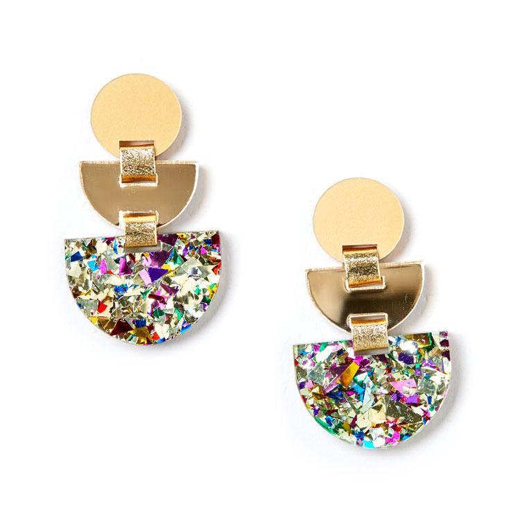 Martha Jean | boat earrings | gold confetti