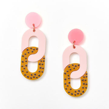 Martha Jean | chain earrings | pink and mustard