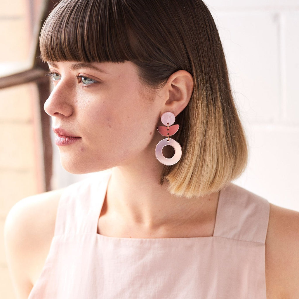 Martha Jean | dune flower earrings | rose gold - wear